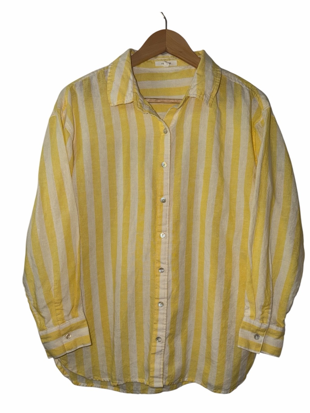 Maurice’s Linen Blend Striped Button Down Shirt Women’s Small Coastal Grandma